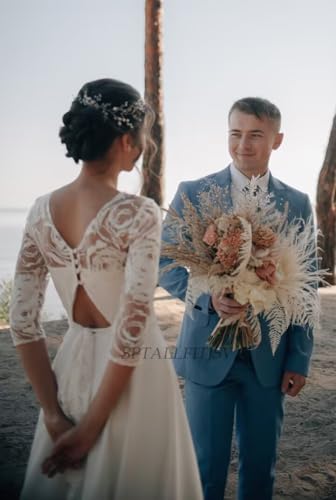 Mens 3 Piece Suit Slim Fit Wedding Grooms Suits for Men Two Gold-Button Single Breasted Blazer Vest Pants Set3