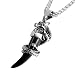 LaurieCinya Dragon Necklace for Men Stainless Steel Tribal Wolf Tooth Pendant Necklace Silver Black Tone by 24 Inches Chain