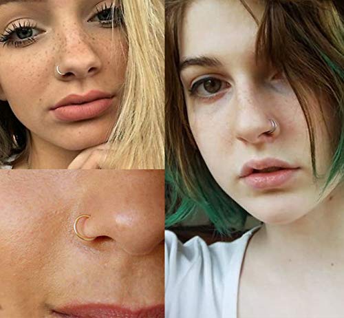 Longita 20G Nose Rings Surgical Steel L Shape Studs Stainless Thin Ring Hoop Silver Pack Screw Bone Opal Diamond Heart Nostril Piercing Jewelry For Men Women #TOP3