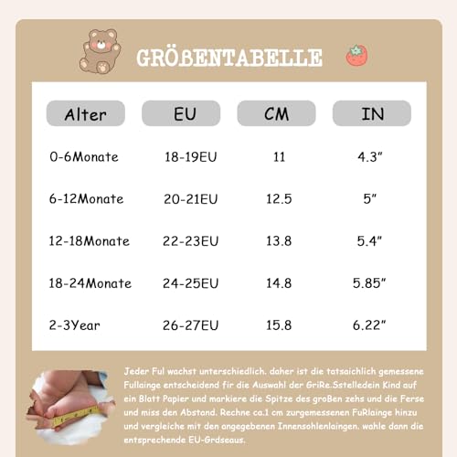 IceUnicorn Krabbelschuhe Baby Lauflernschuhe Jungen Weiche Leder Babyschuhe Kleinkind Lederschuhe mädchen Babyhausschuhe(G-Bär,18-24)