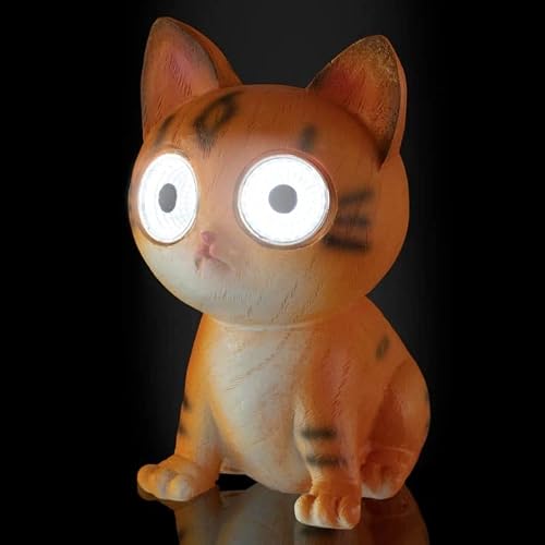 Bloomingtons Direct Solar Lights Outdoor Garden Cat Figurine with Light Up Eyes Wireless Automatic Solar Light Garden Ornament 6-8 Hours Light Output