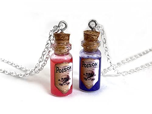 1 Poison Mini Bottle Necklace With Real Moving Liquid Inside - You Pick The Color - Charm Sleep Forever Magic Potion #TOP10