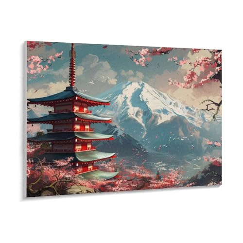 数字油絵 ラッセン 富士山と五重塔 デジタル油絵 数字キットによる絵画 DIY絵 手塗り 美しい日本の風景写真 雄大な日本建築 数字キット塗り絵 壁飾り ホーム オフィス装飾 数字塗り絵 手工芸 初心者 大人 子供 贈り物 50×40cm