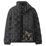 Chaqueta acolchada para hombre, acolchada, sin capucha, aislada, impermeable, cálida, ligera, Negro, 3XL