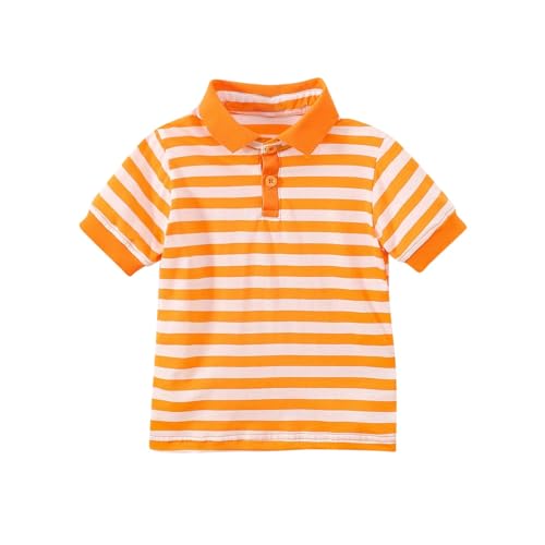 duxyoz Stripe Polo Shirt for Kids Boys Girl Soft Cotton T-Shirts Short Sleeved Lapel Casual Summer Polos Classic Streetwear School Uniform Button Down Blouse Comfy Valueweight Tops 8-9 Years