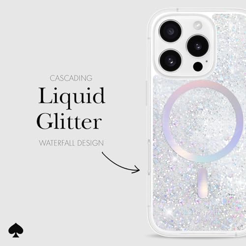 Image of kate spade new york iPhone 16 Pro Case - Liquid Glitter Iridescent | Compatible w /MagSafe - Lightweight Designer Case for iPhone 16 Pro w /Anti-Scratch Coating & Liquid Glitter Iridescent Design
