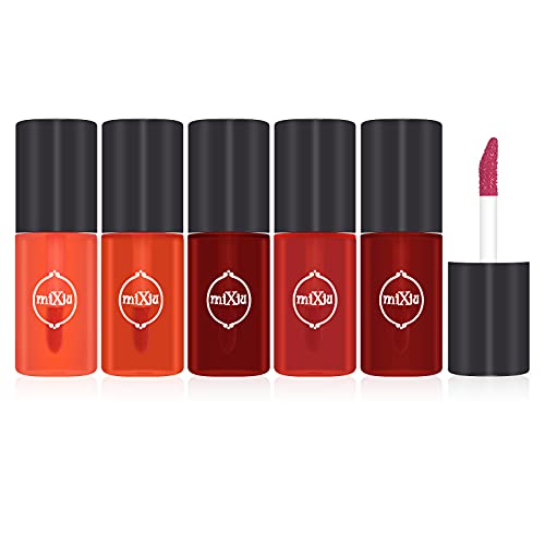 FREEORR 5 Colors Lip Tint Stain Set, Blusher Water Tint Makeup, Waterproof Long Lasting, Hydrating Fruity Dyeing Liquid Tint For Lips, Lip Tint For Girls and Women