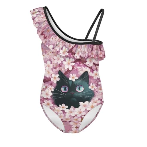 Girls One Shoulder Bathing Suits Summer One Piece Swimsuits Ruffle Flounce Gymnastics Leotards Pool Outfits