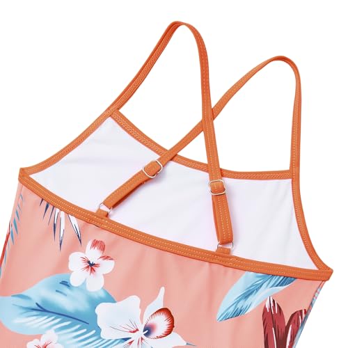Image of Century Star Girls Swimsuit Two Piece Tankini Swimwear with Boyshort Bathing Suit for Kids Toddler Beach Swimsuits Pink Leaf Flower 10
