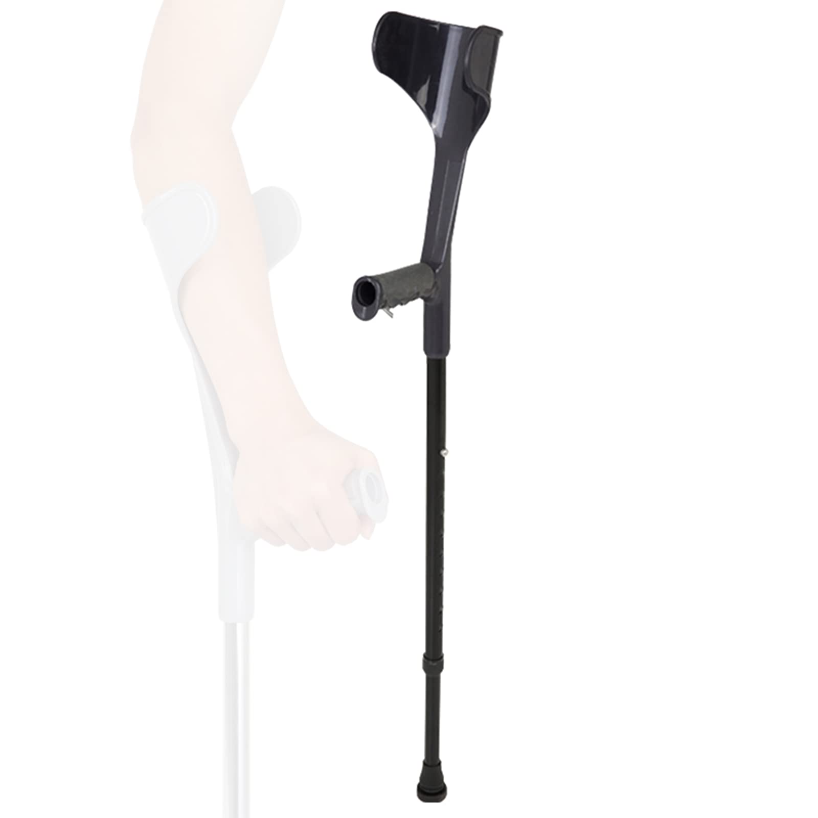 Muletas de antebrazo para adultos, muleta ergonómica para brazo con asas de goma, bastón ajustable para personas mayores, discapacitadas y discapacitadas, negro/plateado, carga de 220 libras