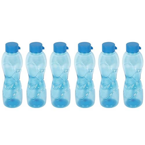 Image of PEARLPET Trinity BPA-Free Plastic Water Bottle Set |Lightweight, Leak-Proof & Freezer Safe - Pack of 6 (1000ml Each), Blue