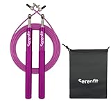 Comba para Saltar Ajustable Cross Training – Cuerda de Saltar/Cuerda para Saltar Cross Training para Fitness y Boxeo – Comba de saltar Boxeo para Entrenamiento HIIT, Cardio y Agilidad (Morado)