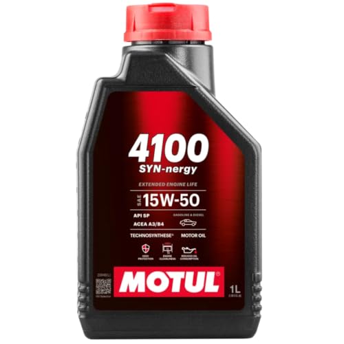 MOTUL Aceite de motor 15W-50 4100 aceite parcialmente sintético Aceite para motor ACEA A3/B4 API SP SYN-nergy 1L