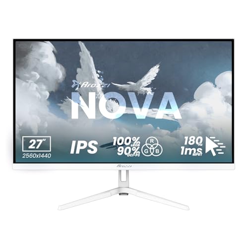 Image of Arozzi Gaming Monitor Nova 27 inch IPS 180Hz - Computer Monitor QHD 1440p - Adaptive Sync, HDR10 & Flicker Free Display - 100% sRGB Color Accuracy - PC & Console Ready - White