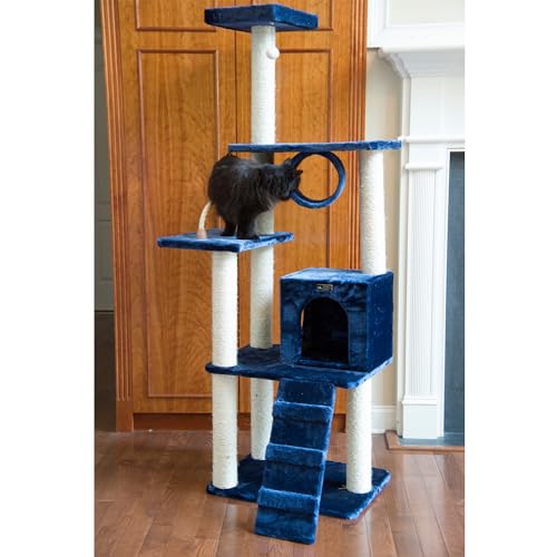 Torre para gatos 71" Armarkat navy madera real miniatura 4