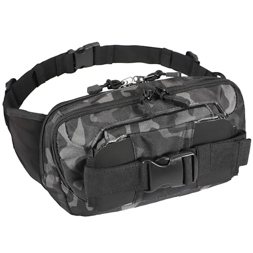 LarKoo Tactical Fanny Pack for Concealed Carry Sling Bag CCW Crossbody Waist Bag for Men&Women EDC Gear with Adjustable Strap&Touch Screen (ACU black)