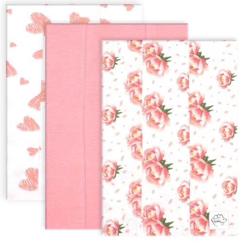 Image of Baby Burp Cloths for Boys and Girls - 3 Pack Large 100% Cotton - Double Layered Extra Absorbent Burp Rags, Floral