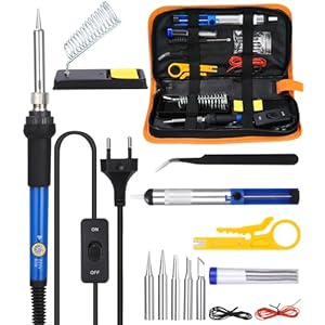 Yulado Soldador de estaño, Kit Soldador Estaño, 16 en 1 Soldador Profesional, Soldador Electrico Temperatura Ajustable