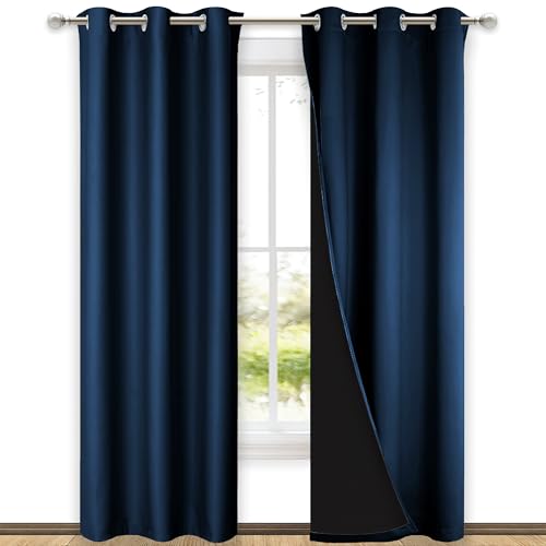 Image of NICETOWN Blackout Curtains 80 inches Long, Full Light Blocking Drapes with Black Liner for Nursery, Thermal Insulated Draperies for Hall, Villa (Moroccan Blue, 2 Pieces, 42 inch Wide Each Panel)