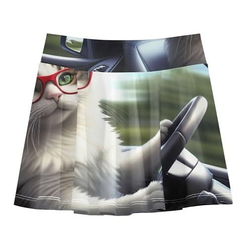 Clothes Girls Skorts Athletic Shorts Skirts with Shorts Flowy Skort Cute Cat Driver Funny 4t2