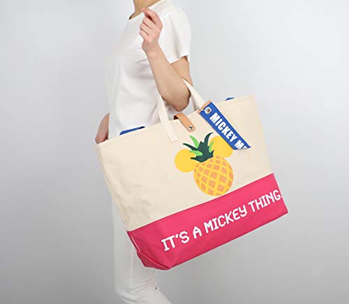 Lyla Raine Compatible with Cotton Canvas Bag Disney Mickey Mouse Women Oversized Travel Tote Bag (Pink) - Image 4