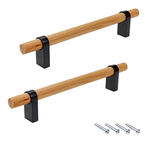 Mcredy Tiradores de cajón negros de 12,8 cm de distancia entre agujeros de madera, aleación de zinc negro, paquete de 2