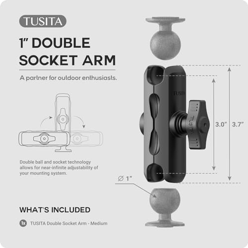 TUSITA Double Socket Arm 1" - B Size Medium, Black, Medium Arm - Image 2