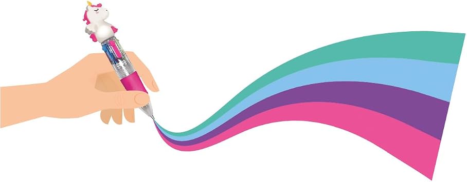 Legami - Mini tükenmez kalem, 4 renk, Mini Magic Rainbow, 2,3 x 10 cm, mürekkep 4 renk, yeşil, açık mavi, mor, pembe, uç 1 mm, ergonomik silikon sap
