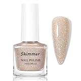 Iridescent Glitzer Nagellack - Nude Nagellack Schnelltrocknend - Rainbow Schimmer Nagelack Langanhaltend - Aufbaubarer Nagellacke Naturfarben - Glossy Nail Polish für Frauen(Nude, 7ml)