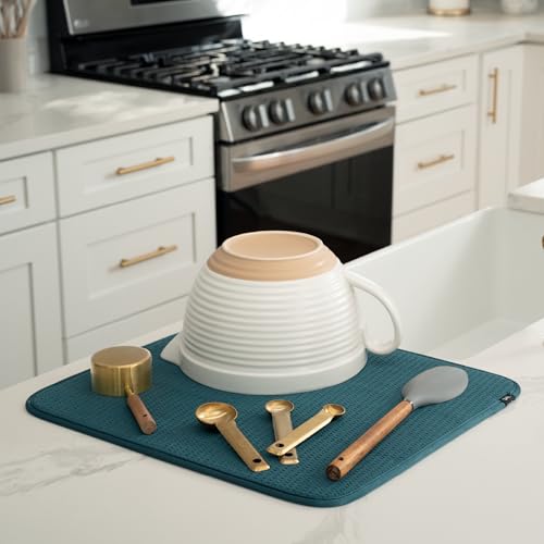 image for S&T INC. Dish Drying Mat, 16” x 18”, Absorbent Microfiber Kitchen 