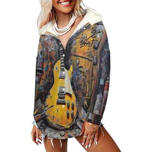 Veste polaire guitare rock doublée de Sherpa chaude et douce