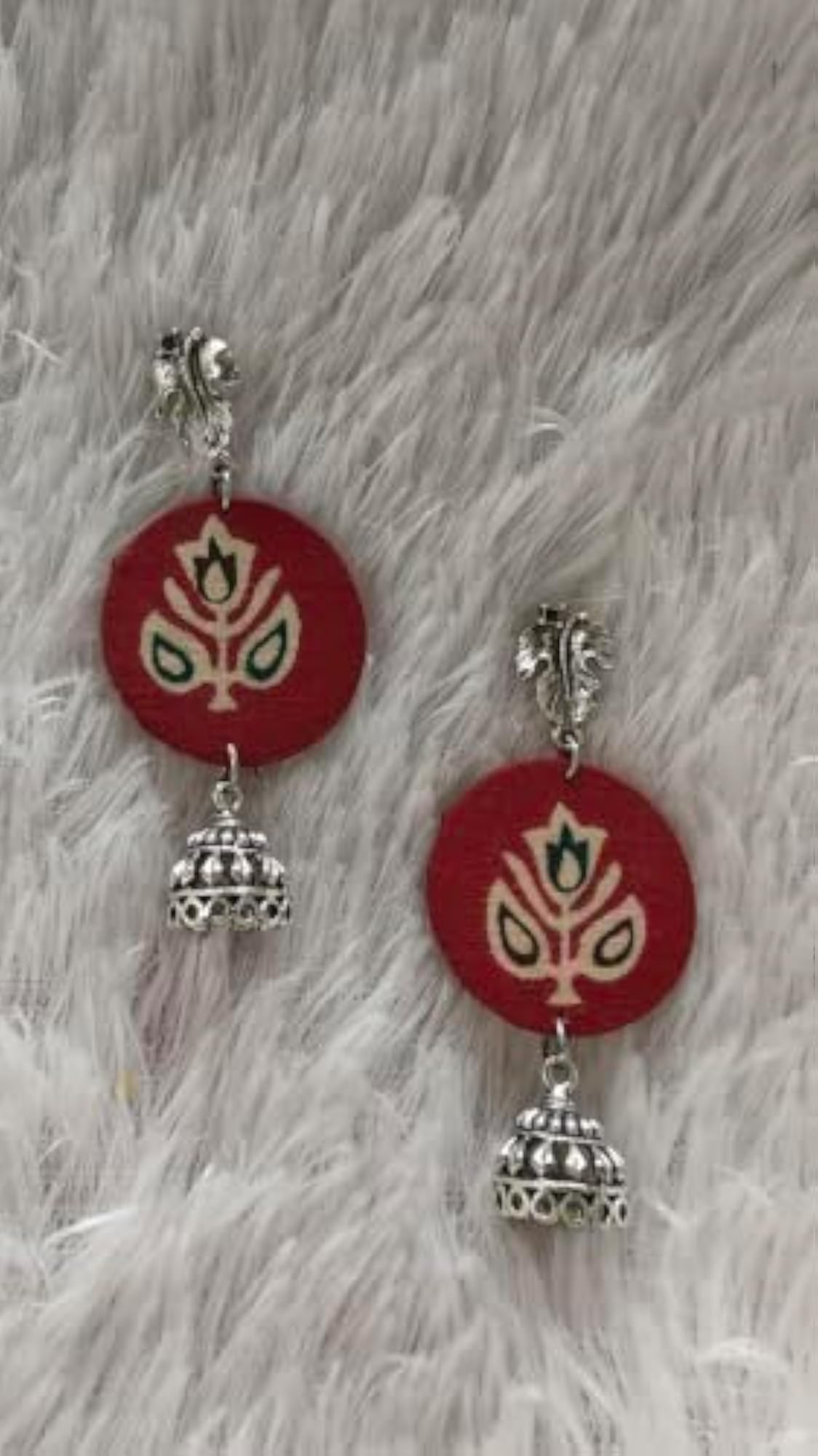 Printed Fabric Jhumka Earrings for Women and Girls