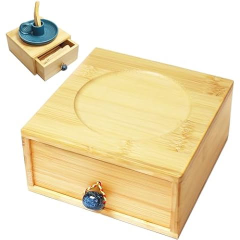 DIKOO Wooden Box for Store Palo Santo Incense Sticks, Storage Drawer Box for Store Smudging Sticks, Incense Cones, Sage Bundles (Bamboo, 6inch and 6inch) Cover