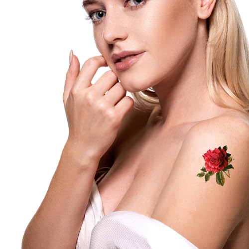 Mozeat Lens 583761_1_0J8KAVIY Temporary Tattoo, 50 Pcs 3D Flower Tattoo Stickers Waterproof Butterfly Temp Tattoos Realistic Rose Peony Lavender Leaf Semi Permanent Fake Tattoos Watercolor Floral Body Art Stickers thumb #4