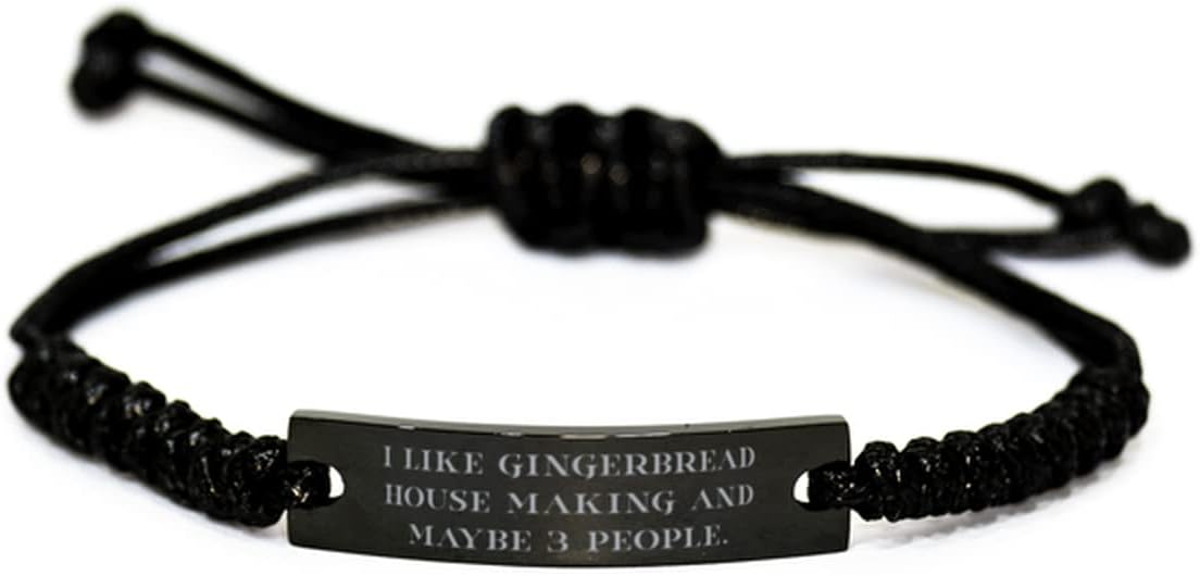 Krumfortable Living Useful Gingerbread House Making Gifts, I Like Gingerbread House Making, Beautiful Birthday Black Rope Bracelet Gifts for Friends, Gingerbread House Making kit