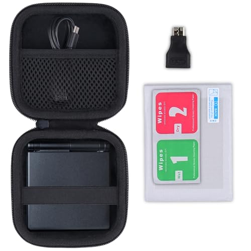 Khanka Hard Carrying Case for Anbernic RG35XXSP Retro Handheld Game Console,Storage Cover with 1 HDMI Adapter,1 Screen Protector,RG35XXSP Game Console Not Included. (Black)