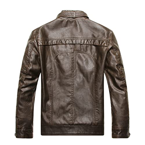 JMSUN Jaqueta Masculina Casaco de Couro Falsos Masculino Vintage Stand Colarinho de Motocicleta Casa