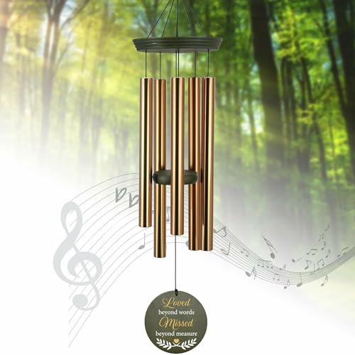 Image of ASTARIN Memorial Angel 36 inch Wind Chimes, Personalized Name Sympathy Wind Chime, in Memory of Loss Mom Loved One, Large Deep Tone Bereavement Windchimes for Outside Clearance(Produced in Texas)
