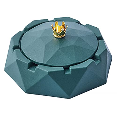 Stainless Steel Ashtray with Lids, Windproof, Cigarettes Ashtray for Indoor or Outdoor Use, Ash Holder for Smokers, Desktop Smoking-Ash Tray for Home Office Decoration Green