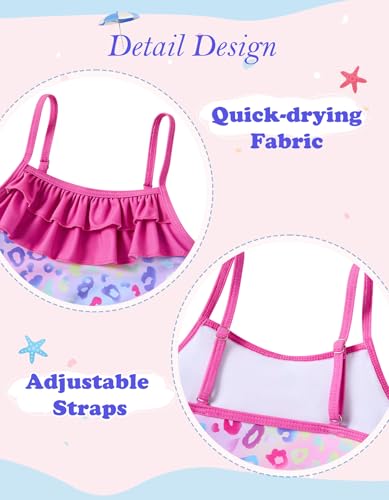 Image of Little Girls Two Piece Mermaid Bikini Set Ruffle Adjustable Summer Beach Bathing Swimsuit 3-7 Years for Kids
