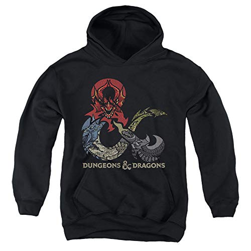 Dungeons & Dragons Dragons in Dragons Unisex Youth Pull-Over Hoodie for Boys and Girls, Black, Medium