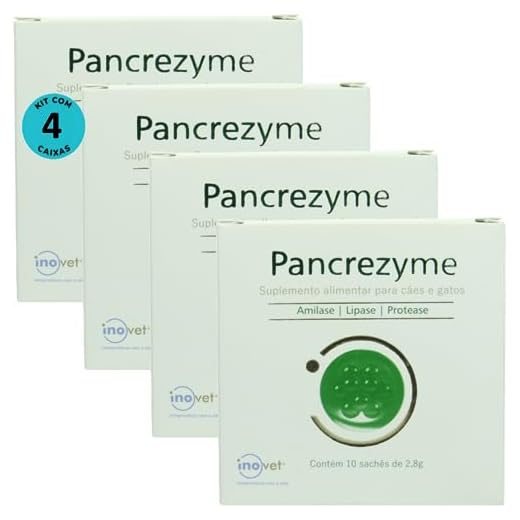 Pancrezyme Suplemento Para Cães e Gatos 2,8g C/ 10 Sachê Kit Com 4