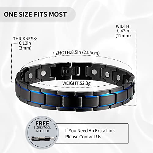 Magenergy Men's Magnetic Bracelets,Titanium Steel Magnetic Therapy Wristband With 3500 Gauss Magnets,8.5'' Adjustable With Jewelry Gift Box For Father's Day #TOP2