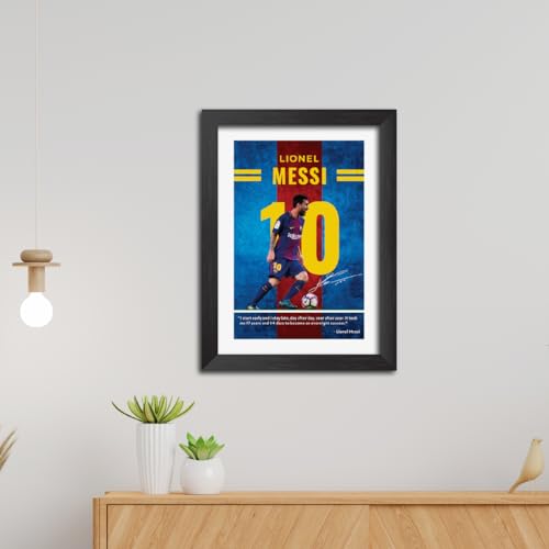 Image of TenorArts Lionel Messi Quotes Poster Frame Barcelona Laminated Photo Framed Painting with Matt Finish Black Textues (12 inches x 9inches)