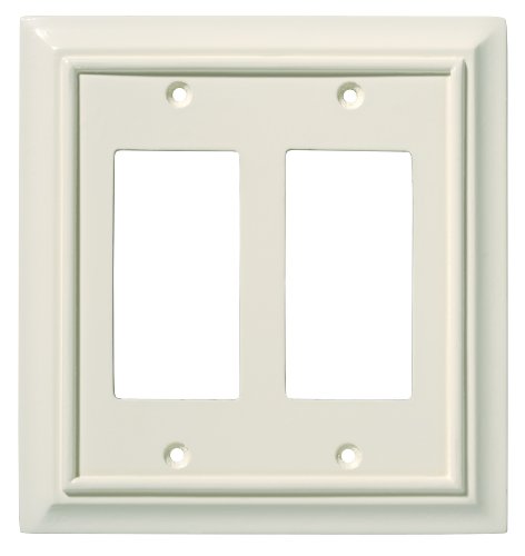 Brainerd 126449 Wood Architectural Double Decorator Wall Plate / Switch Plate / Cover, Light Almond