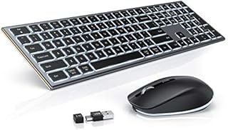 Mac Wireless Keyboard and Mouse - Keyboard and Mouse with Backlit, seenda Rechargeable Silent Full Size Keyboard and Mouse Combo Compatible with Mac OS, Windows 7/8/10, MacBook air/pro, Laptop, Black