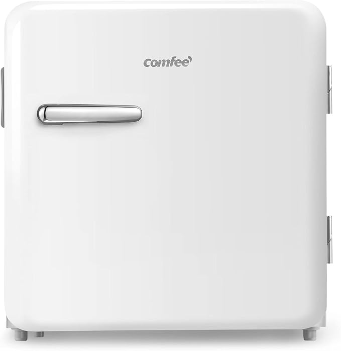 COMFEE' RCD50WH1RT(E) Mini Fridge, 47L Small Fridge, Retro Table Top