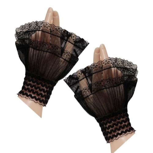 Muteitt Poignets en Dentelle Superposée, Manches Détachables, Fausses Manches, Élégantes en Dentelle Superposée, Fausses Manches pour Femmes Filles