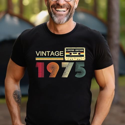 50th Birthday Gifts for Men Vintage 1975 Limited Edition T Shirts Dad Fathers Day Birthday Gifts for Husband Party Shirt3