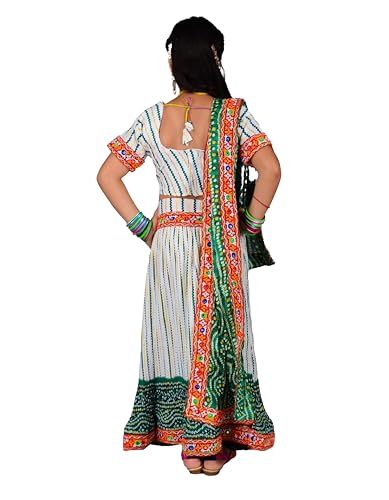 Image of AHHAAAA Kids Ethnic Ghoomar Lehenga Choli-Chania Choli with Dupatta Set for Baby Girls Y0033